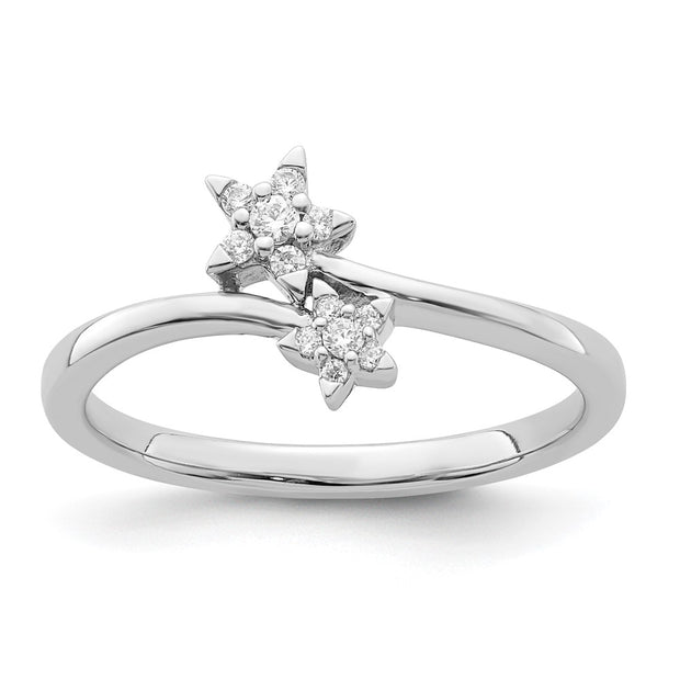 14k White Gold Diamond star bypass Diamond Ring