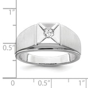 14k White Gold Polished & Satin Diamond Mens Ring