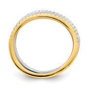 14k Tri-color Polished Set of 3 Diamond Rings