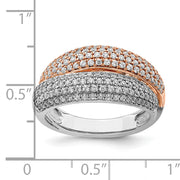 14k Two-tone Polished Pave Diamond Ring
