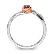 14k Two-tone Polished Rose Ruby and Diamond Ring