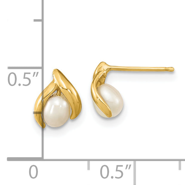 14K Madi K 4-5mm Rice White FWC Pearl Earrings