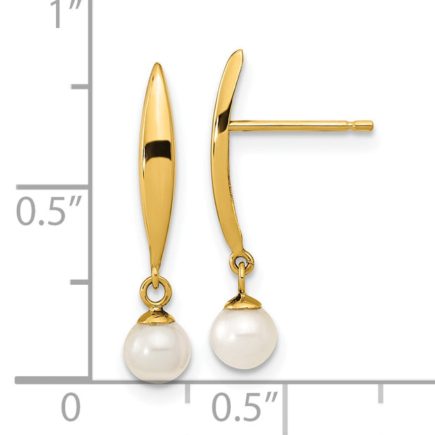 14K Madi K Polished 4mm Freshwater Cultured Pearl Post Earrings