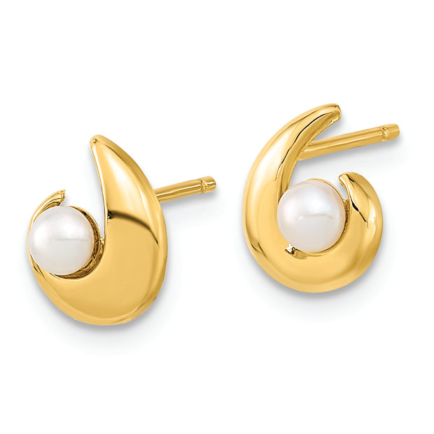 14K Madi K Polished 3.5mm Freshwater Cultured Pearl Post Earrings