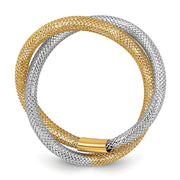 14K Two-tone Gold Woven Mesh Stretch Ring