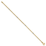 14K Two-tone Gold Woven Flexible D/C Beads Bracelet