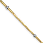 14K Two-tone Gold Woven Flexible D/C Beads Bracelet