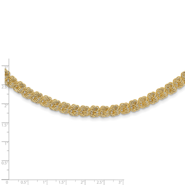 14K Polished & Textured Quadruple Link Necklace