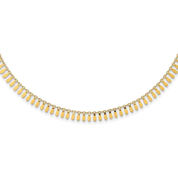 14K Polished Fancy w/2 in ext. Necklace