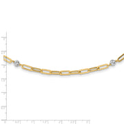 14K Two-tone Polished D/C Beads & Fancy Link Necklace