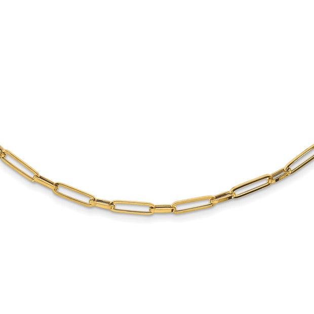 14K Polished Fancy Oval Link Necklace