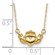14K Polished Claddagh 17 inch Necklace