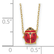 14k Polished Enameled Large Ladybug 16.5in Necklace