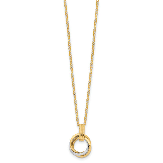 14K Two-tone Polished Intertwined Circles w/ .25 inch ext Necklace