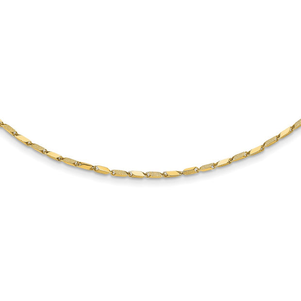 14K Polished and Textured Fancy Link 17in Necklace