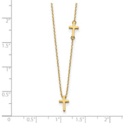 14k Sideways Cross and Cross Pendant Necklace