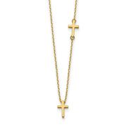 14k Sideways Cross and Cross Pendant Necklace