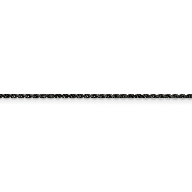 Stainless Steel Polished Black IP-plated 1.5mm 18in Rope Chain