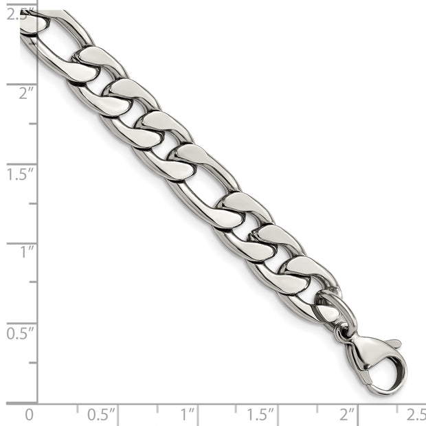 Stainless Steel Polished 8.75mm 9in Figaro Chain