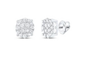 For Dad, With Love: 14K WHITE GOLD ROUND DIAMOND CLUSTER EARRINGS 1/4 CTTW
