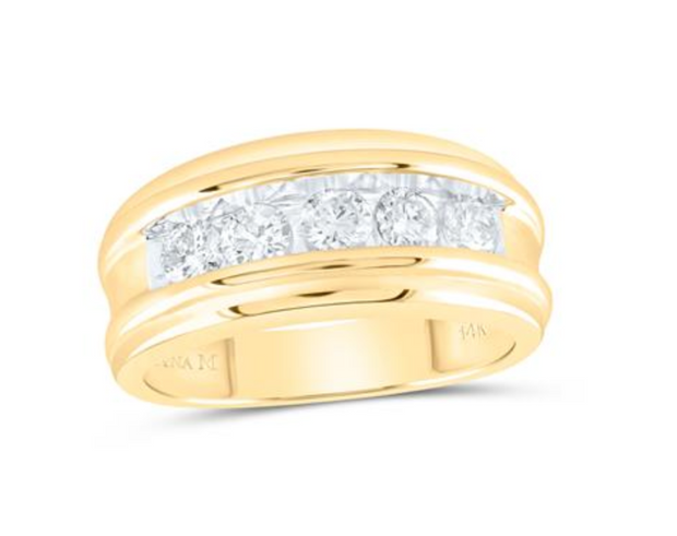 For Dad, With Love: 14K YELLOW GOLD ROUND DIAMOND WEDDING CHANNEL SET BAND RING 1 CTTW