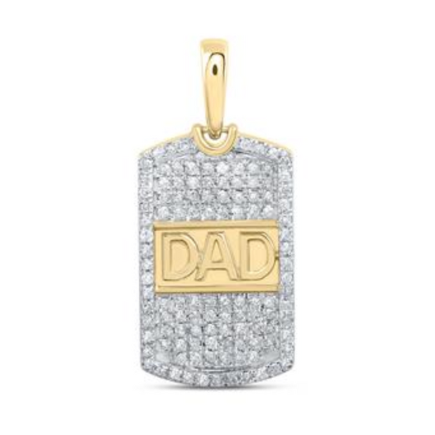 For Dad, With Love: 10K YELLOW GOLD ROUND DIAMOND DAD CHARM PENDANT 1/3 CTTW