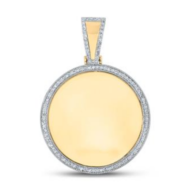 With Love, For Dad: 10K YELLOW GOLD ROUND DIAMOND CIRCLE PICTURE MEMORY PENDANT 5/8 CTTW