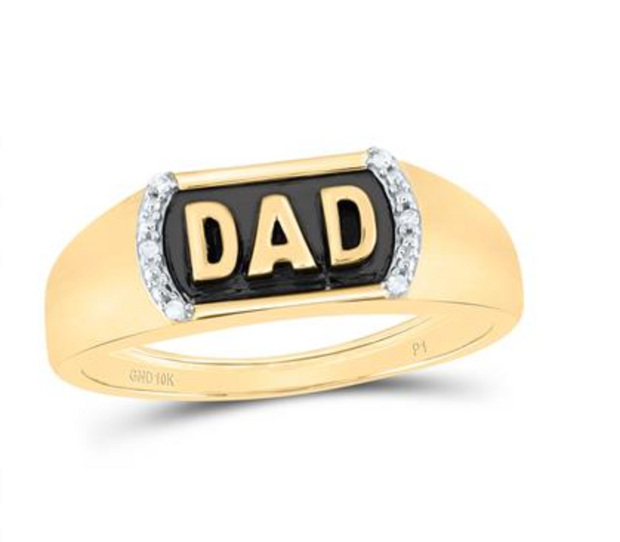 For Dad, With Love: 10K YELLOW GOLD ROUND DIAMOND DAD BAND RING .02 CTTW
