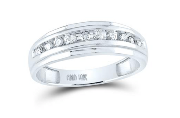 For Dad, With Love: 10K WHITE GOLD ROUND DIAMOND WEDDING BAND RING 1/4 CTTW