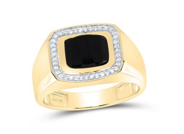 For Dad, With Love: 1/6CTW-DIA P1-9X7 MM-ONYX BLACK MENS RING