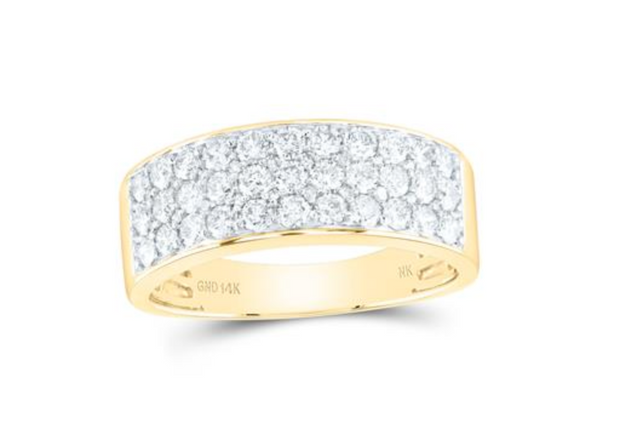 For Dad, With Love: 14K YELLOW GOLD ROUND DIAMOND PAVE BAND RING 1-3/8 CTTW
