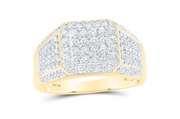 For Dad, With Love: 10K YELLOW GOLD ROUND DIAMOND SQUARE RING 1 CTTW