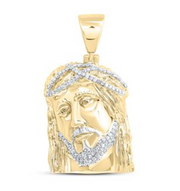 For Dad, With Love: 1/3CTW-DIA NK JESUS FACE MENS CHARM