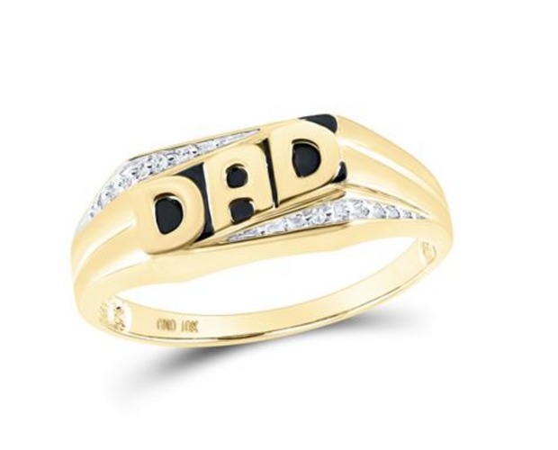 For Dad, With Love: 10K YELLOW GOLD ROUND DIAMOND DAD FATHER RING .01 CTTW