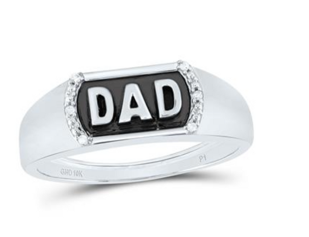 For Dad, With Love: 10K YELLOW GOLD ROUND DIAMOND DAD BAND RING .02 CTTW