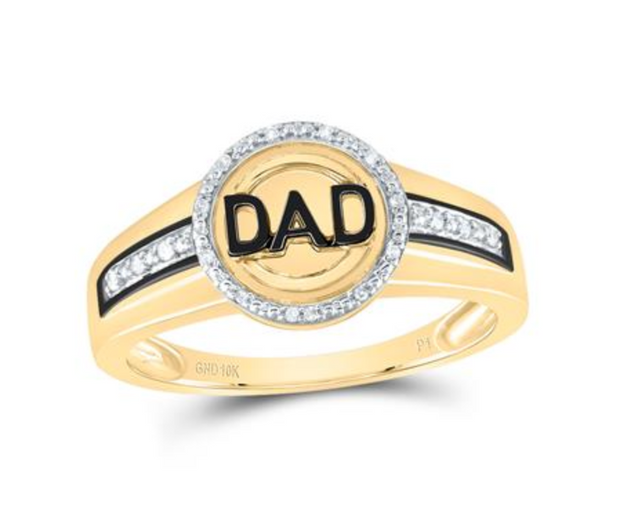 For Dad, With Love: 10K YELLOW GOLD ROUND DIAMOND DAD CIRCLE RING 1/12 CTTW