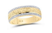 For Dad, With Love: 10K YELLOW GOLD ROUND DIAMOND WEDDING GREEK KEY BAND RING 1/3 CTTW