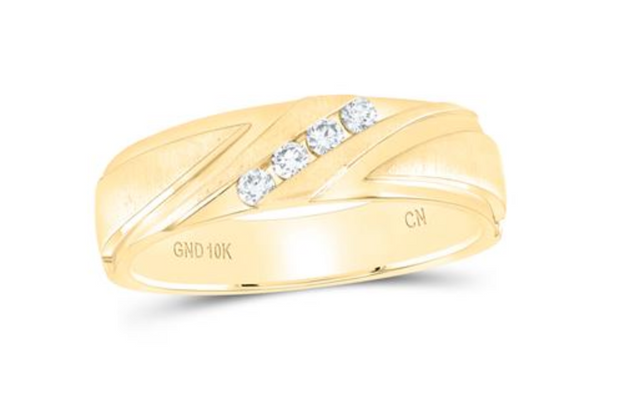 For Dad, With Love: 10K YELLOW GOLD ROUND DIAMOND WEDDING BAND RING 1/6 CTTW