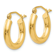 14K Polished 3mm Tube Hoop Earrings