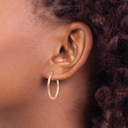 14k Rose Gold Diamond-cut Polished Hoop Earrings