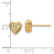 14k Polished Diamond-cut Heart Post Earrings
