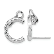 14k White Gold Polished & Textured U Shape Clip On & Post Earrings