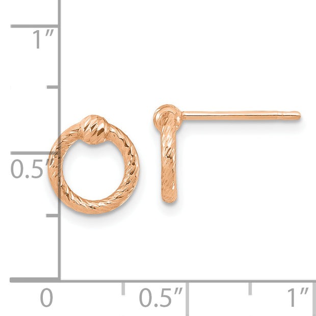 14k Rose Gold Polished D/C Twisted Circle Post Earrings