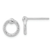 14k White Gold Polished D/C Twisted Circle Post Earrings