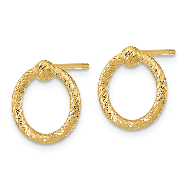 14k Polished & D/C Twisted Circle Post Earrings