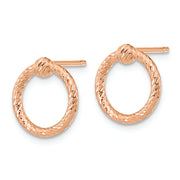 14k Rose Gold Polished & D/C Twisted Circle Post Earrings