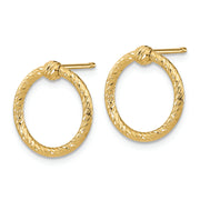 14K Polished & D/C Twisted Circle Post Earrings