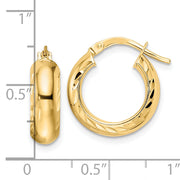 14K Polished & D/C Hoop Earrings