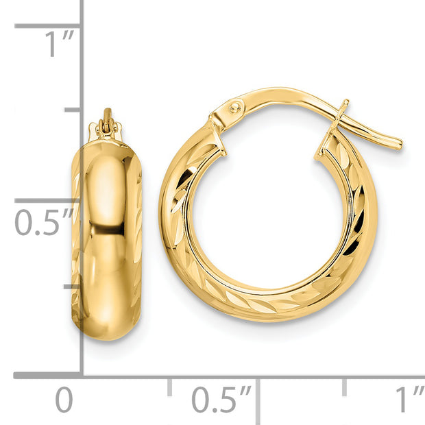 14K Polished & D/C Hoop Earrings