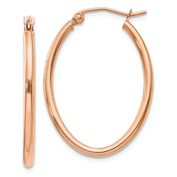 14k Rose Gold Oval Hoop Earrings